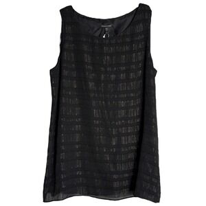 Eileen Fisher Size Large Black‎ Silk Sleeveless Tunic Shimmer Thread NWT